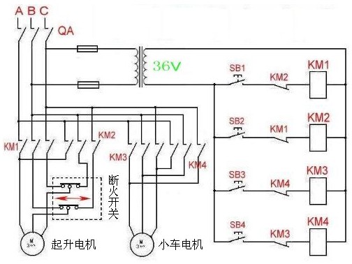 進(jìn)口微電葫蘆接線圖與倒順開(kāi)關(guān)展示圖